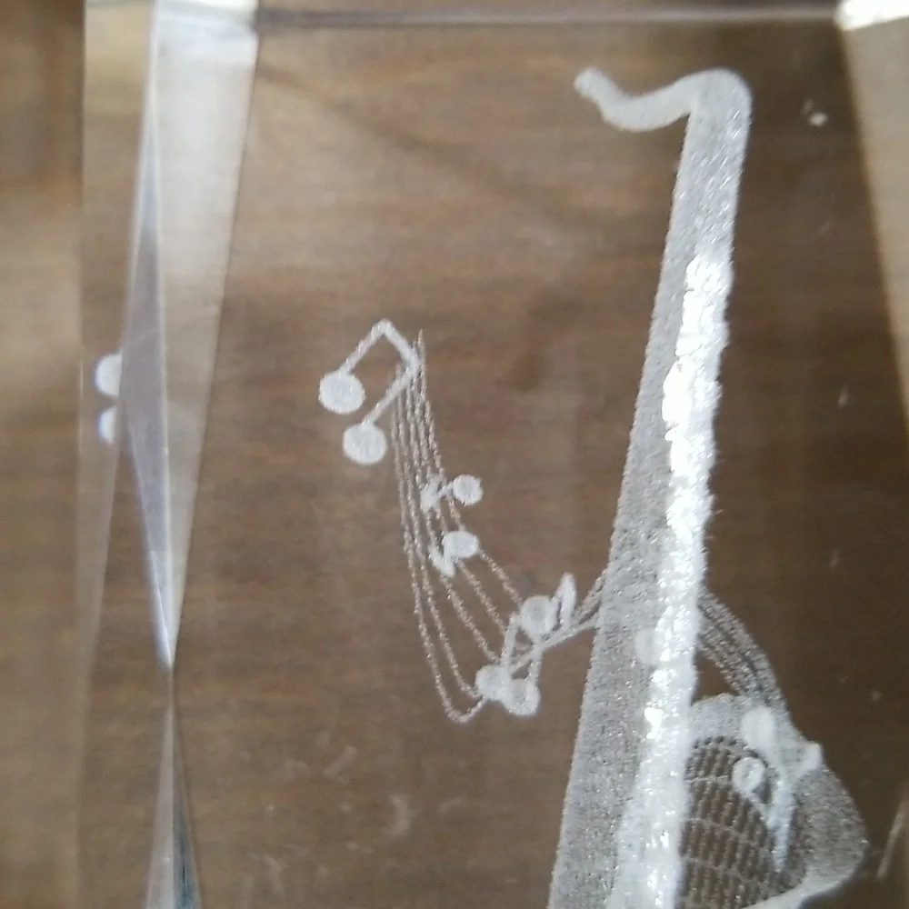 Crystal Prism Glass with Saxophone